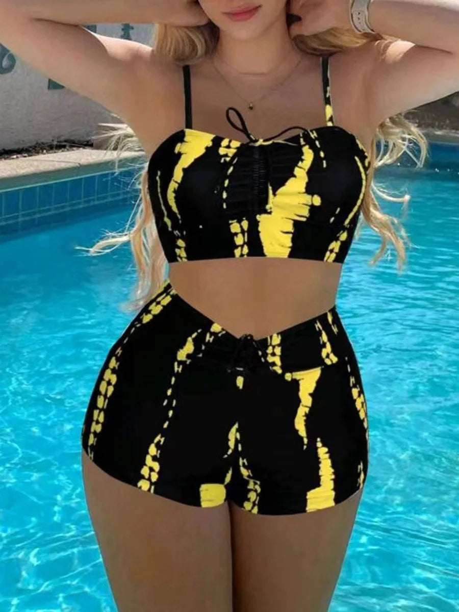 2024 Print High Waist String Two Piece Bikini Women Swimwear Female Swimsuit Bathers Bathing Swimming Suit Beachwear Summer