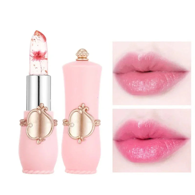 Flower Jelly Lipstick Set Temperature Change Moisturizer Flower Lip Stick Long Lasting Lip Balm Magic Color Change Lip Gloss Set