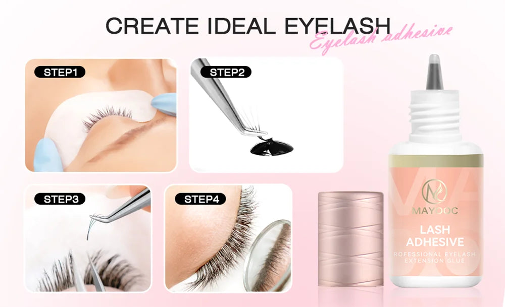 MAYOOC Fast Dry Strong Eyelash Extension Glue 5ml Adhesive 7-8 Weeks Non Odor False Lash Glue Makeup Tool Free Custom logo