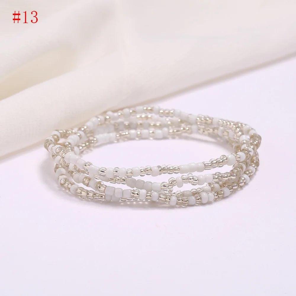 New Fashion Multi-layer Handmade Colored Rice Beads Beach Chain Summer Popular Waist Chain Women BD7051