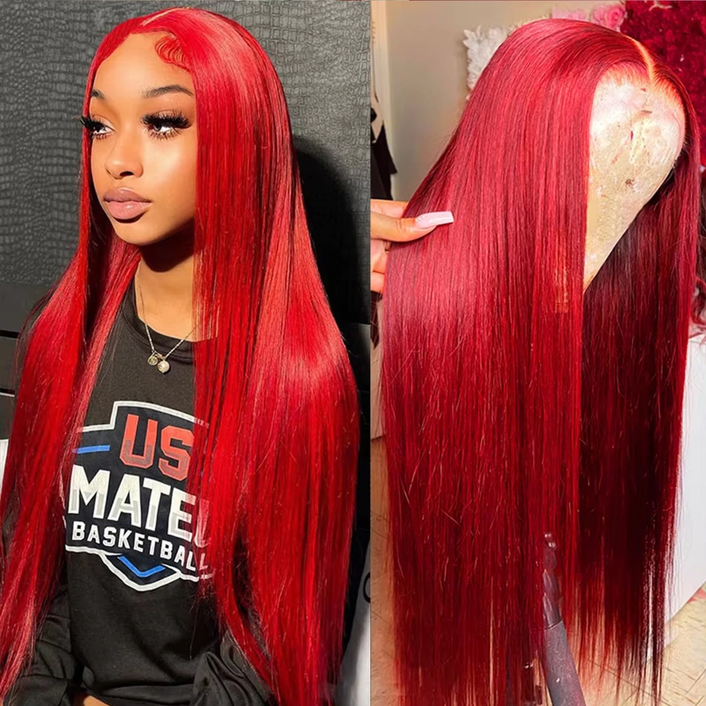 Hot Red Deep wave 13x6 Lace Front Human Hair Wigs Red 99J 13x4 Lace Frontal Wig For Women Remy Hair Transparent Lace Wig 210%