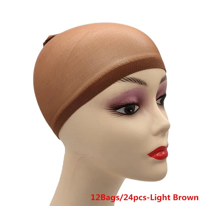 1/6/12bags Ventilated Nylon Mesh Nude Stocking Wig Cap Hairnets Stretchy Close End Super Extra Thin Skin Breathable Wig Cap