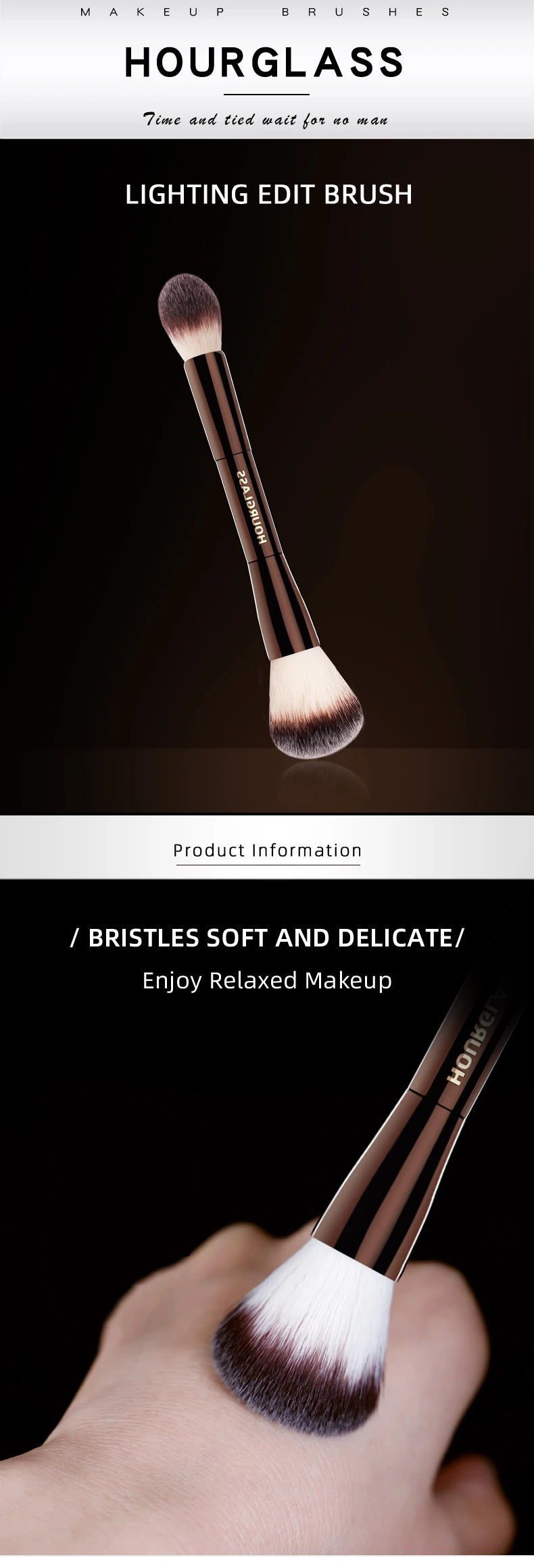 Hourglass Makeup Brush- No.17 Lighting Edit Brush Soft Fiber Hair Double Head Highlight Fashion Design Single Face Brush