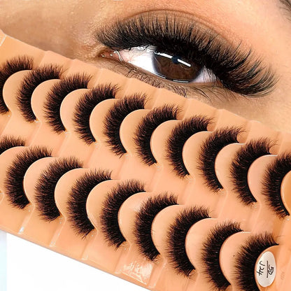 10Pairs 3D Mink Lashes Cilios Fluffy Soft Beauty Natural Short Mink Fake Eyelashes Classic Thick Reusable Makeup False Eyelashes