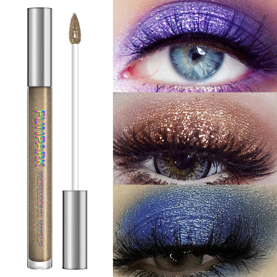 Glitter Liquid Eyeshadow, Silver Monochrome Tone, Waterproof Makeup Effect, Shimmer Pigment Eye Shadow Pallete Set