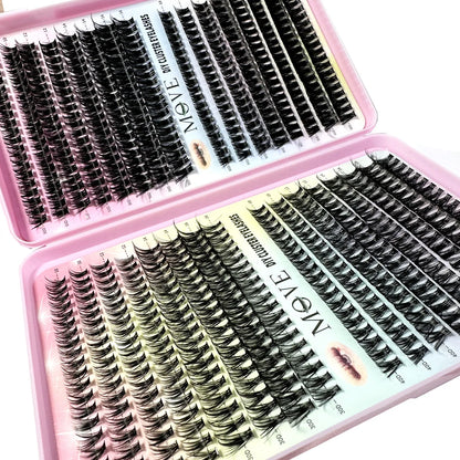 New 640 Cluster Lashes Kit 5D Fluffy Thick Eyelash Extension Kit Volume Mixed Tray Faux Mink Lashes Lash Extension Makeup