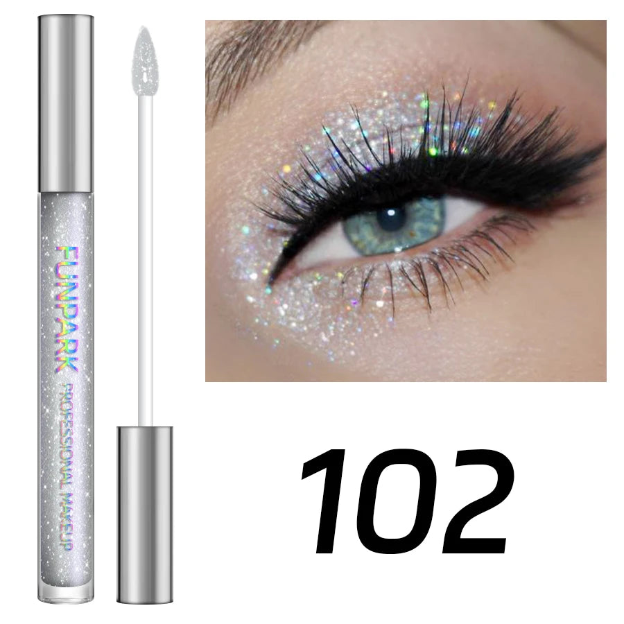 Glitter Liquid Eyeshadow, Silver Monochrome Tone, Waterproof Makeup Effect, Shimmer Pigment Eye Shadow Pallete Set