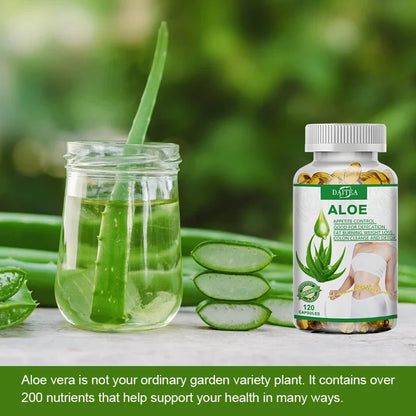 Aloe Vera Extract Capsules - Maximum Strength Detox, Supports Cleansing, Acidity Balancing & Immune Support 120 Capsules