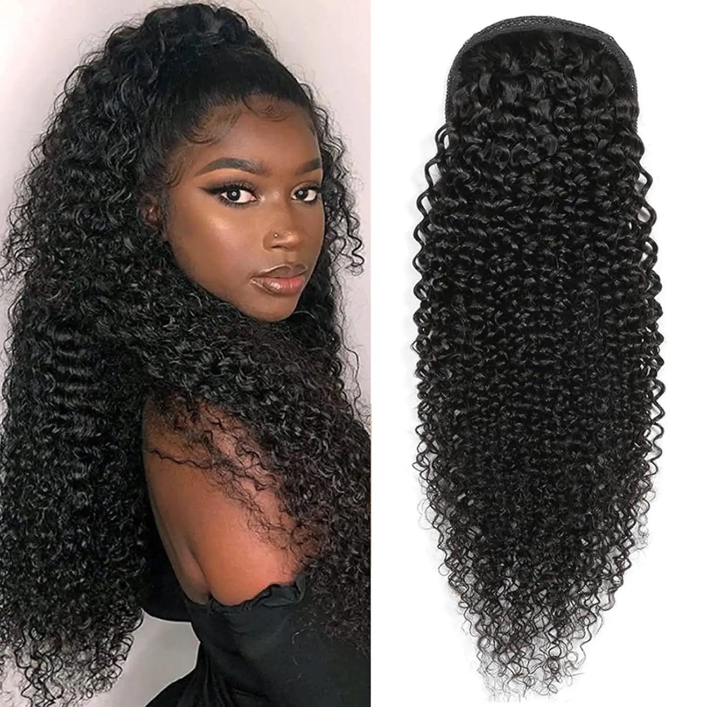 100% Human Hair Drawstring Ponytail Extension Water Wave Straight Kinky Curly Corn Wave Ponytail Clip in Ponytails Extensions