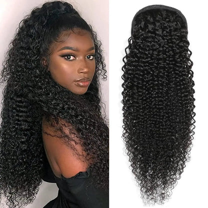 100% Human Hair Drawstring Ponytail Extension Water Wave Straight Kinky Curly Corn Wave Ponytail Clip in Ponytails Extensions