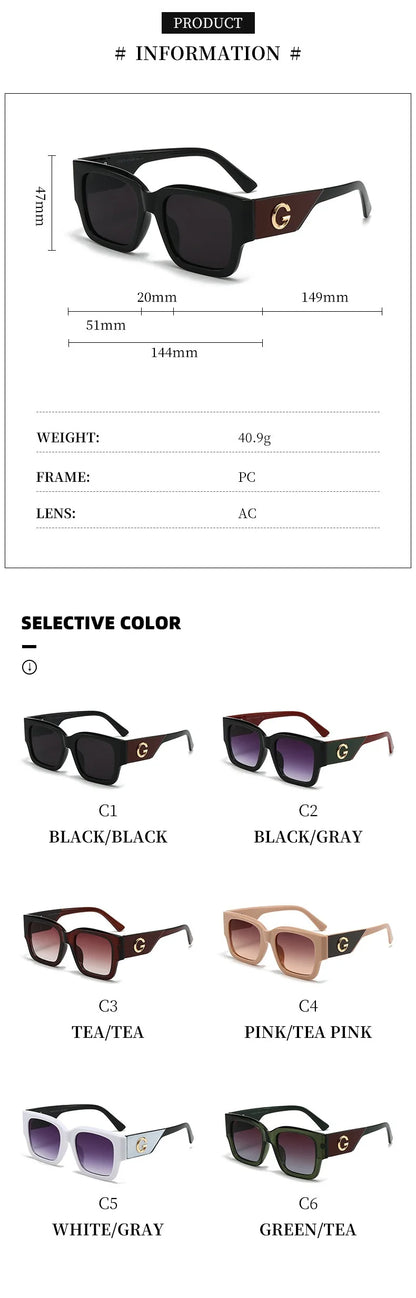 Cute G Brand Women Sunglasses Luxury Men Designer Glasses Square Stylish Unisex Fashion Eyewear UV400