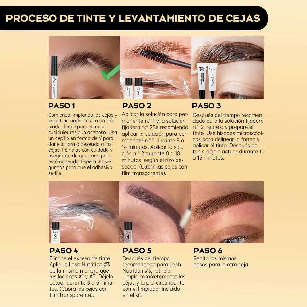 Gollee Lash and Brow Tinting Kit Classic Black Natural Eyelash Lifting Perm Treatment Makeup Set 4-6 Weeks For Lash Curler Perm