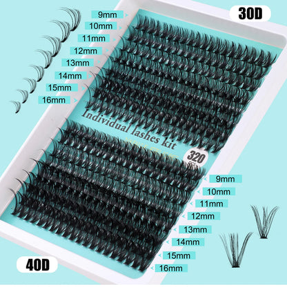 Individual Lashes 20-100D 280pcs Cluster Lashes Natural Look Mixed Tray DIY Eyelash Extension Volume Lash Clusters Eyelashes