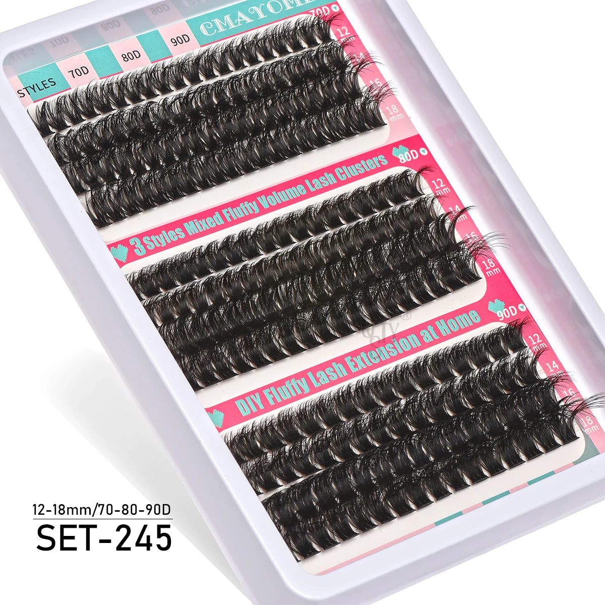 Individual Lashes 20-100D 280pcs Cluster Lashes Natural Look Mixed Tray DIY Eyelash Extension Volume Lash Clusters Eyelashes