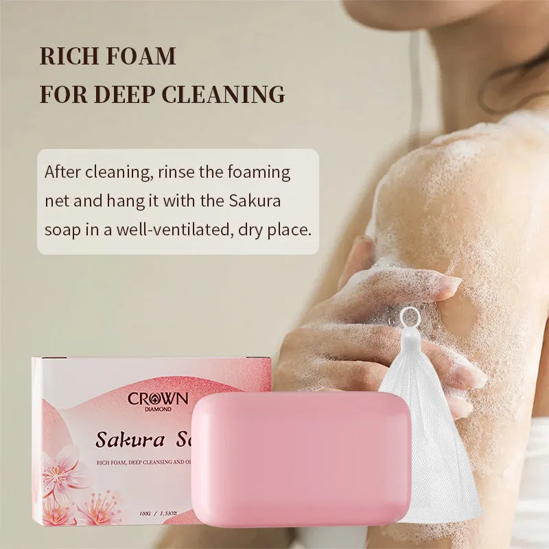 Japanese Facial Soap - Gentle Cleansing, Brightening & Moisturizing, Natural Ingredients for Soft Glowing Skin Sakura Soap
