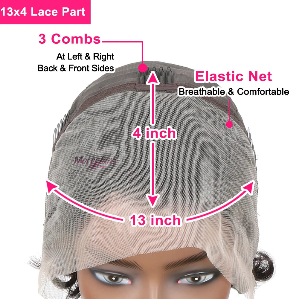 613 Blonde Pixie Cut Short Bob Loose Wave Human Hair Wigs Chocolate Brown Short Bob 13x4 Transparent Lace Front Wigs Preplucked