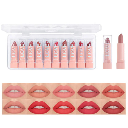 10 PCS Matte Lipstick Kit Free Shipping lip gloss Korean cosmetics LIpgloss Makeup for women Lip pencil cheap make up Beauty