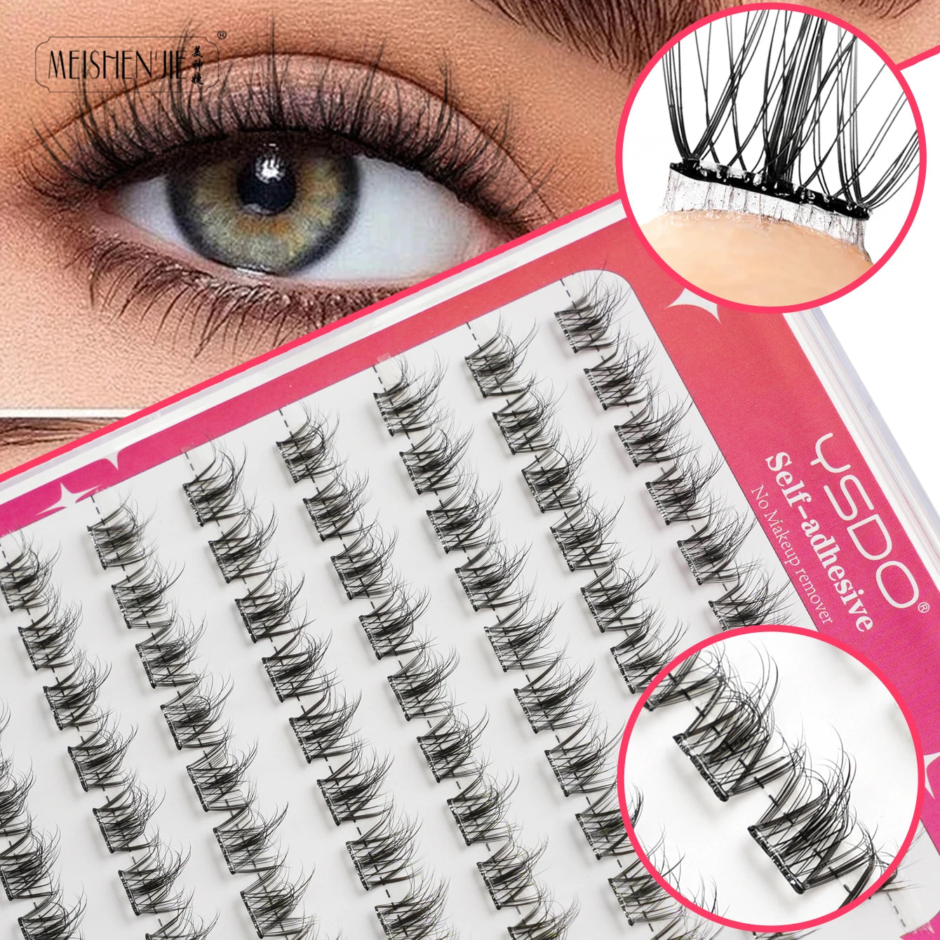 DIY 100 Cluster Self Adhesive Eyelashes Natural Long Fake Eyelash Extension NO Glue Needed Individual Lashes Makeup Tools Cils