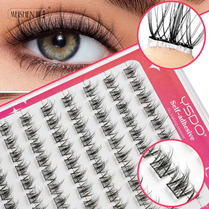 DIY 100 Cluster Self Adhesive Eyelashes Natural Long Fake Eyelash Extension NO Glue Needed Individual Lashes Makeup Tools Cils