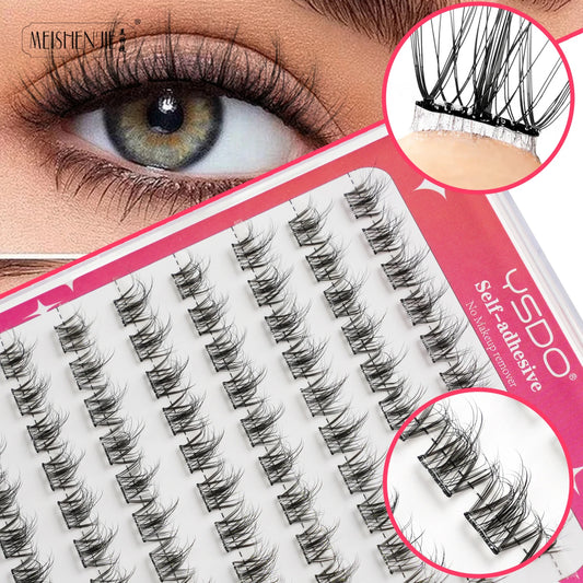 DIY 100 Cluster Self Adhesive Eyelashes Natural Long Fake Eyelash Extension NO Glue Needed Individual Lashes Makeup Tools Cils