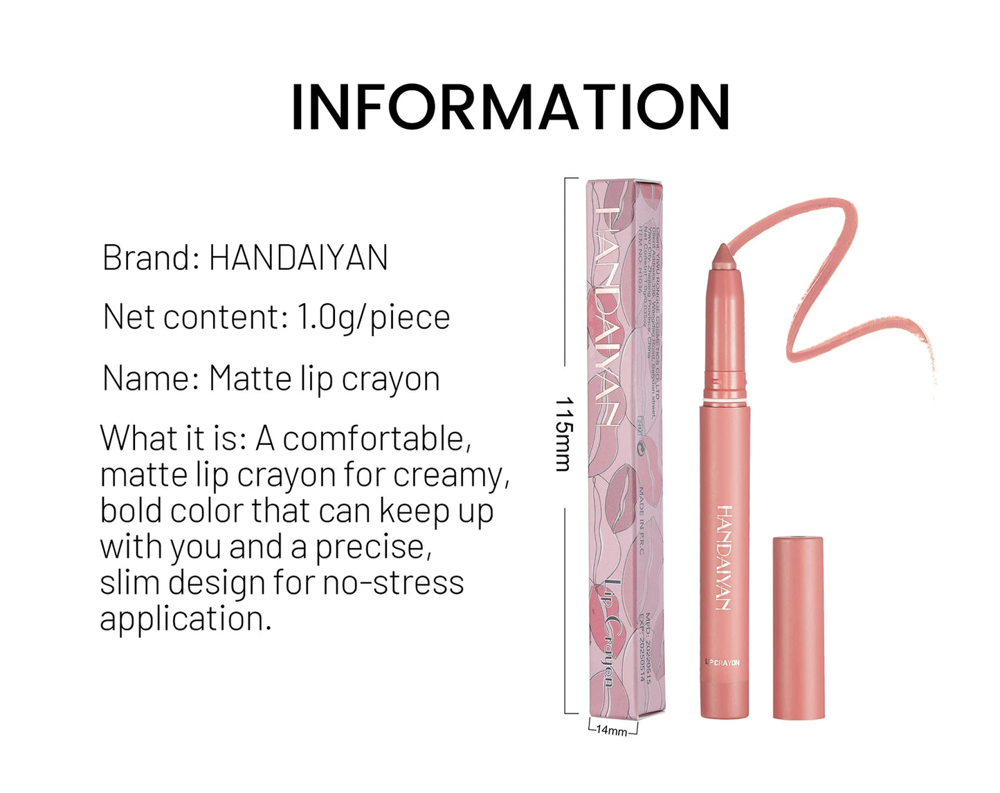 Matte Nude Lipstick Lip Liner 2 in 1 Long Wearing Waterproof Lip Ink Crayon Built-in Sharpener Professional Makeup for Women