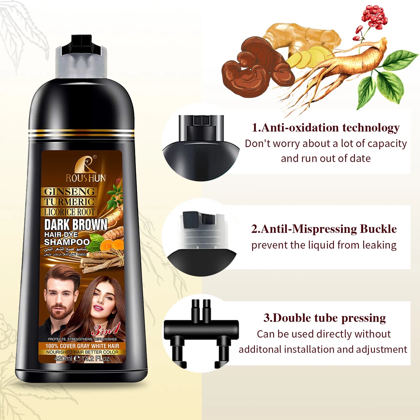 Brown Hair Color Shampoo for Gray Hair Instant Hair Dye Shampoo Hair Coloring in Minutes Natural and Long lasting color Hair Dye