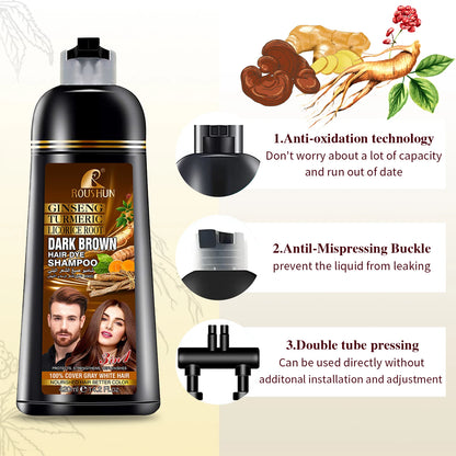Brown Hair Color Shampoo for Gray Hair Instant Hair Dye Shampoo Hair Coloring in Minutes Natural and Long lasting color Hair Dye