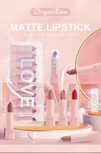 10 PCS Matte Lipstick Kit Free Shipping lip gloss Korean cosmetics LIpgloss Makeup for women Lip pencil cheap make up Beauty