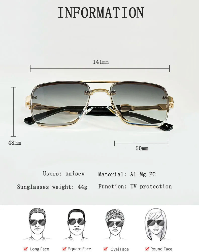 2025 New Square Sunglass Men Luxury Vacation Sunglasses Women Vintage Fashion Glasses Retro Shades Gafas De Sol Hombre Zonnebril