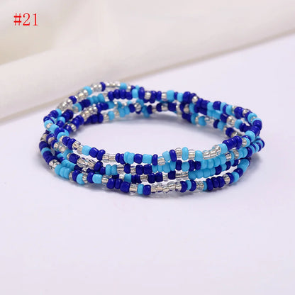 New Fashion Multi-layer Handmade Colored Rice Beads Beach Chain Summer Popular Waist Chain Women BD7051