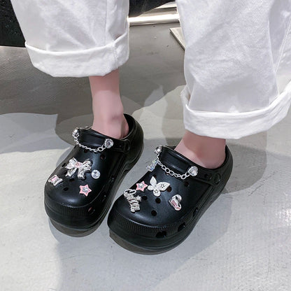 Crystal Butterfly Platform Sandals Women 2025 Summer Non Slip Eva Clogs Garden Shoes Woman Cozy Thick Sole Beach Sandals Female