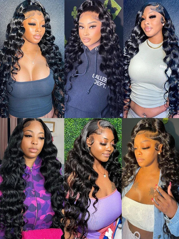 250 Density 40 Inch 13x6 HD Lace Frontal Wig Loose Wave Wig Human Hair Brazilian Loose Deep Wave Curly Wigs Human Hair For Women