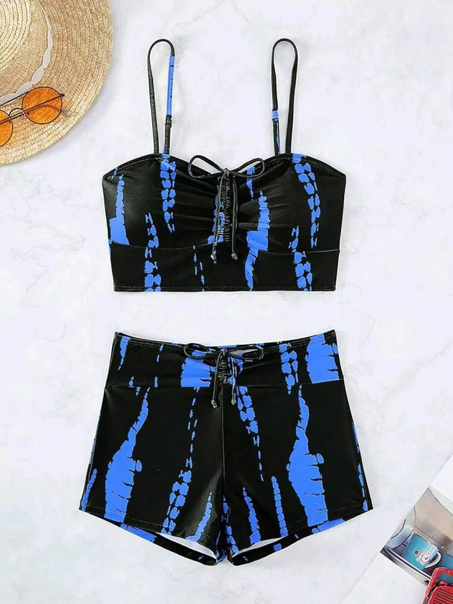 2024 Print High Waist String Two Piece Bikini Women Swimwear Female Swimsuit Bathers Bathing Swimming Suit Beachwear Summer