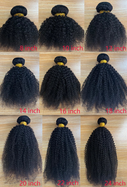 Raw Indian Afro Kinky Curly Human Hair Bundles 4B 4C Natural Virgin Curly 100% Soft Human Hair Weave Bundle Hair Extension Weft