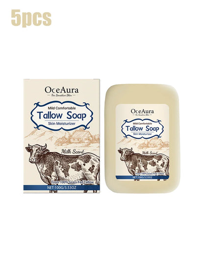 OCEAURA Tallow Soap, Beef Tallow Soap, Pure Tallow Balm Soap Bar for Sensitive Skin - Moisturizes, Soothes, and Hydrates 100g