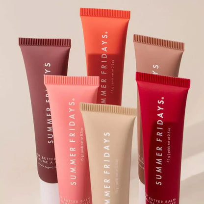 Summer Fridays Vanilla Beige Lip Balm Smooth Soft Tube Mirror Lip Gloss Set Moisturizing Transparent Lipstick Lip Makeup Set