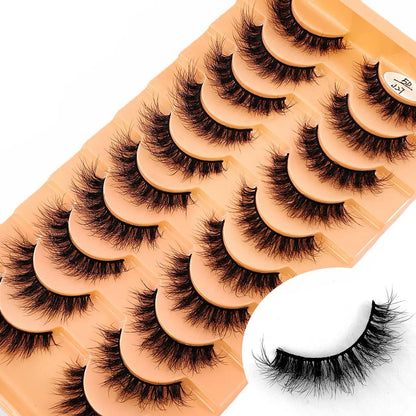 10Pairs 3D Mink Lashes Cilios Fluffy Soft Beauty Natural Short Mink Fake Eyelashes Classic Thick Reusable Makeup False Eyelashes