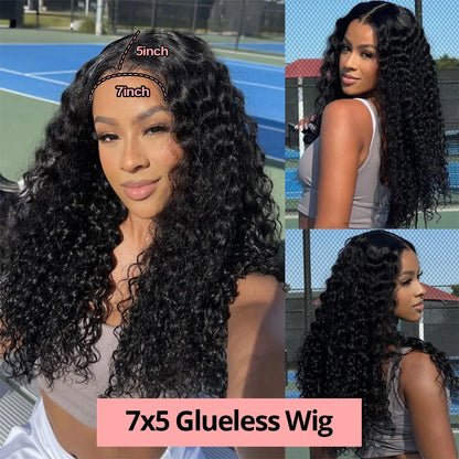 Snwprin 360 HD Full Lace Curly Human Hair Wigs Preplucked 13x6 Lace Frontal Wig Deep Wave Glueless Human Hair Ready To Wear 30In