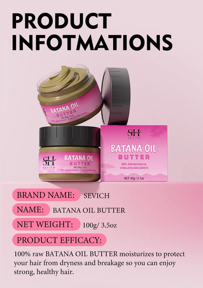 Natural 100% Pure Batana Oil For Hair Growth Butter Hair Mask Traction Alopecia Anti Hair Loss Baldness Treatment For Men Women