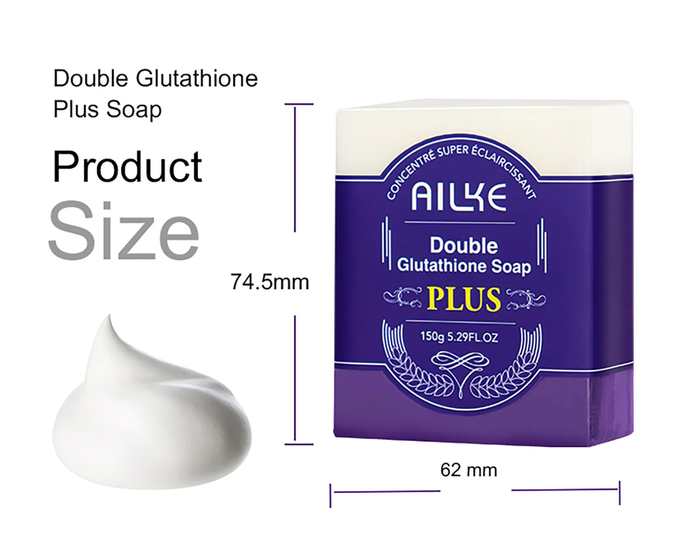 AILKE Lightening Soap Bar, With Organic Glutathione & Lavender, For Face, Body, Reduce Spots, Clean Skin,Support Customized LOGO