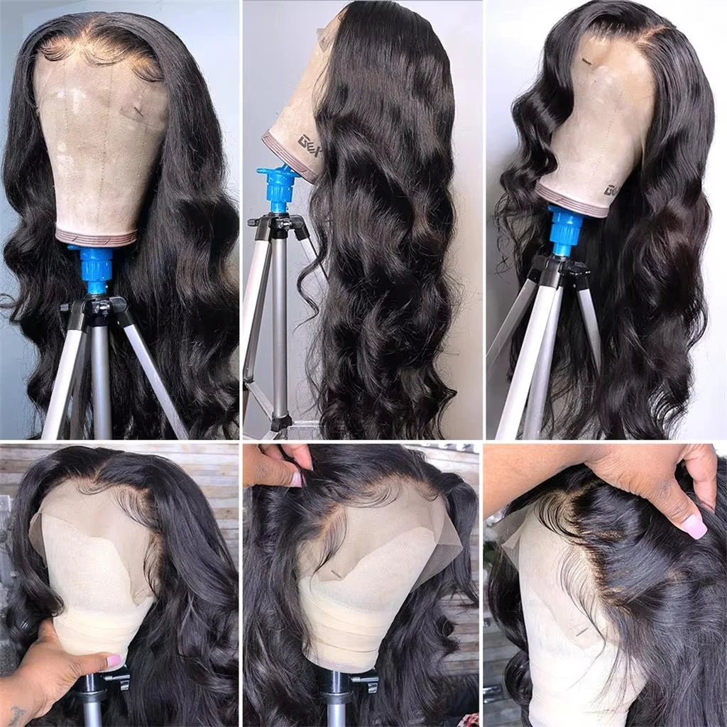 Natural color 13x6 lace front human hair wig body wave human hair wigs Brazilian Natural curly wigs For Black Women Daily Use