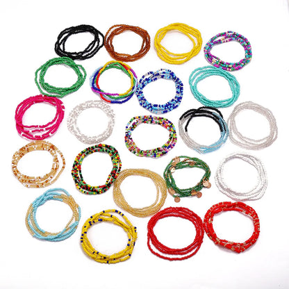 New Fashion Multi-layer Handmade Colored Rice Beads Beach Chain Summer Popular Waist Chain Women BD7051