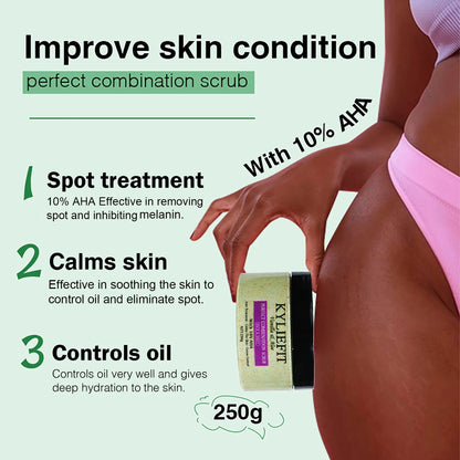 Natural Vanilla & Aloe Perfect Combination Scrub, With 10% AHA, Reduce Acne and Black Spots, For Face & Body Use