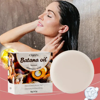 2-in-1 Natural Anti-Hair Loss Shampoo Bar with Batana and Rosemary – Controls Oil, Strengthens Roots, Vegan & Long-Lasting