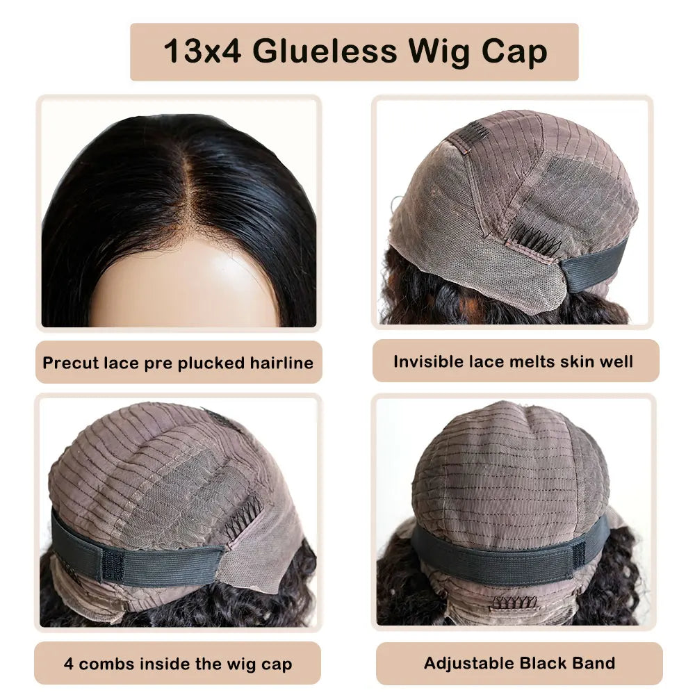 Reddish Brown Short Bob Loose Wave Human Hair Wigs Honey Blonde Short Bob Pixie Cut Transparent Lace Front Wigs For Women