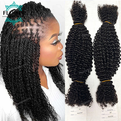 Bulk Human Hair For Twist Afro Kinky Curly Bulk Human Hair For Braiding Crochet Twist hair Extensions 100g/Bundles Natural Color