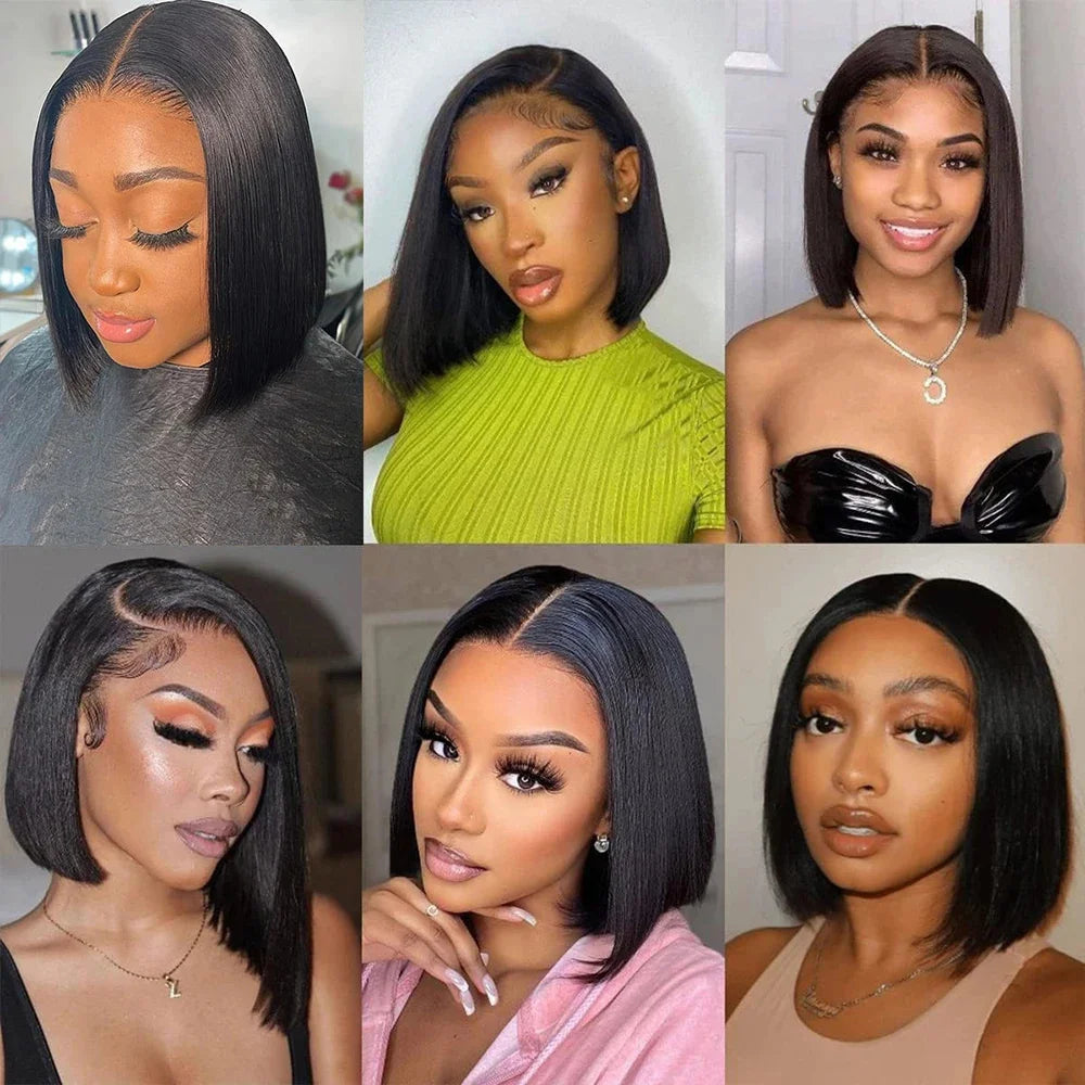 10-16inch Short Straight Bob Wig  Straight Brazilian 100% Human Hair Bobo 13x4 Lace Frontal Wig Bobo Medium Straight Hair