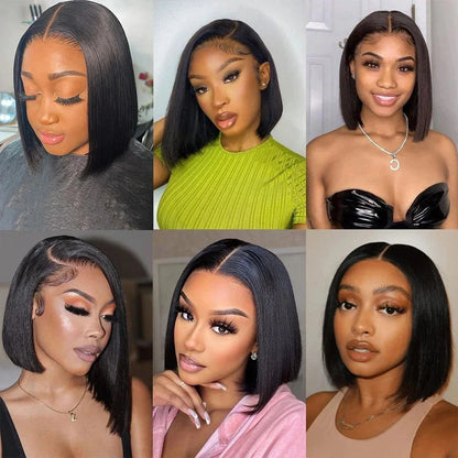 10-16inch Short Straight Bob Wig  Straight Brazilian 100% Human Hair Bobo 13x4 Lace Frontal Wig Bobo Medium Straight Hair