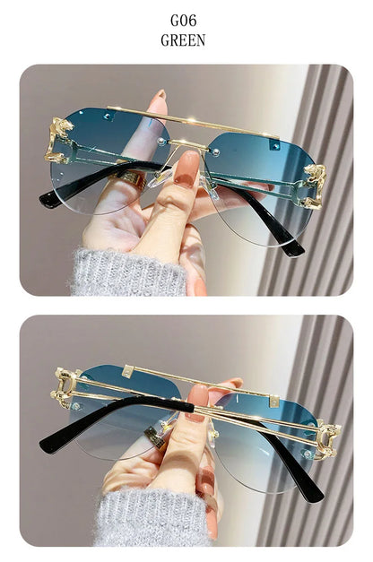 Rimless Designer Sunglasses Women Trendy Luxe Fashion Sunglasses Men Vintage Glasses Lentes De Sol Mujer Lunette Soleil Femme