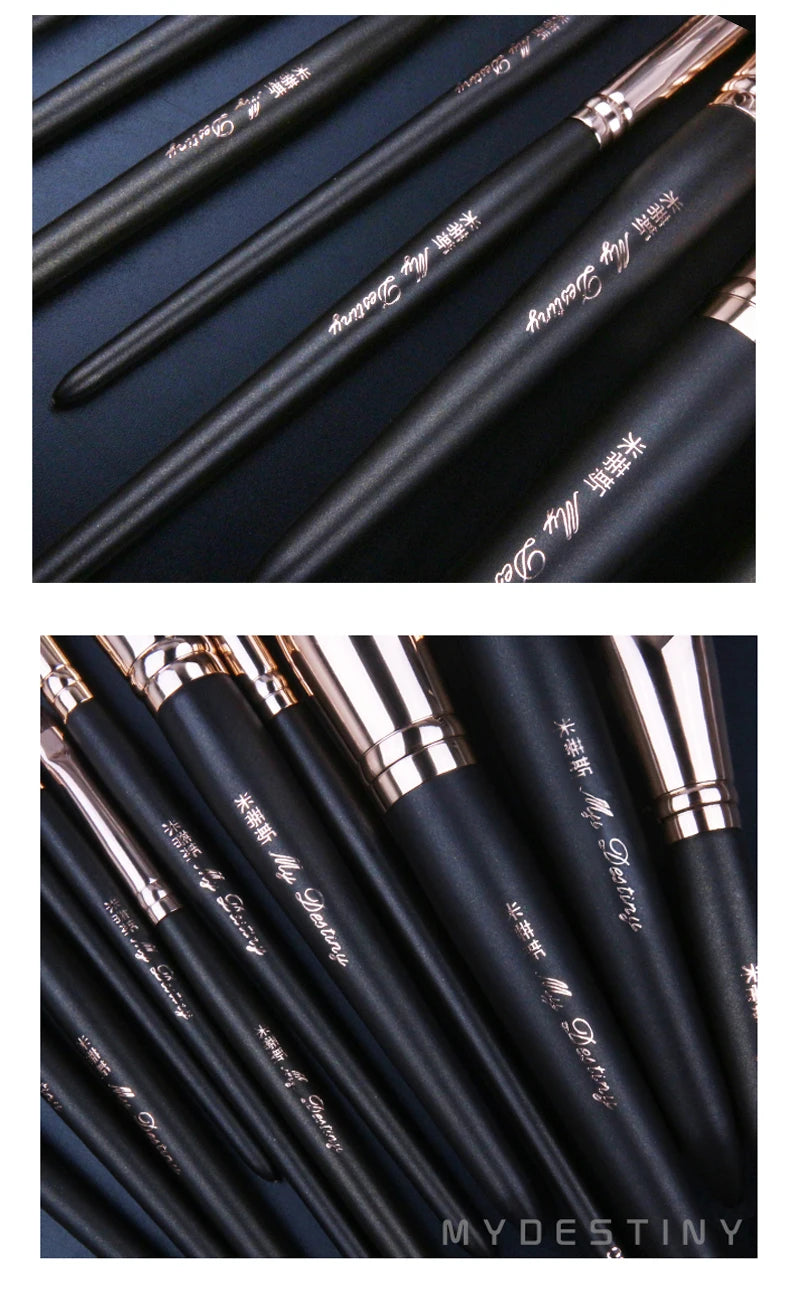 MyDestiny Full Series Professional Animal Hair Eye Makeup Brushes For Eyeshadow, Eyebrows, Eyeliner, Concealer, Lip Brush